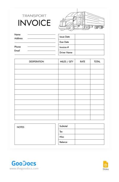 Transport Invoice Template (FREE .